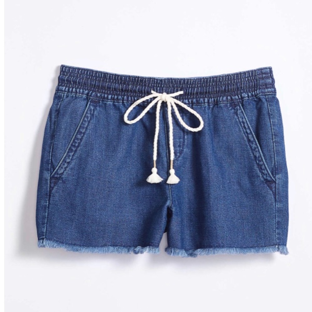 NWT LOFT Cotton Linen Denim Pull On Shorts